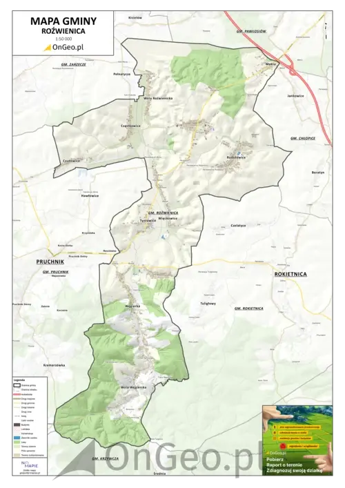 Mapa gminy Roźwienica